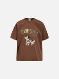 DAXUEN black oversized cartoon dog graphic t-shirt