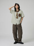 DAXUEN Cartoon Embroidered Oversized Button-Up Shirt | DAXUEN — model photo