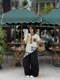 DAXUEN Cartoon Embroidered Oversized Button-Up Shirt | DAXUEN — model photo