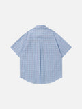 DAXUEN Cartoon-embroidered plaid button-up shirt