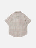DAXUEN Cartoon-embroidered plaid button-up shirt