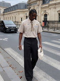 DAXUEN Trendy Cartoon-Embroidered Plaid Shirt | DAXUEN — model photo