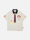 DAXUEN Relaxed-fit short-sleeved polo shirt with cartoon embroidery