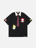 DAXUEN Relaxed-fit short-sleeved polo shirt with cartoon embroidery