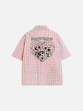 DAXUEN Short-sleeved button-up shirt with cartoon embroidery