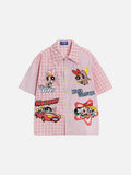 DAXUEN Short-sleeved button-up shirt with cartoon embroidery