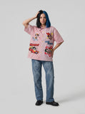 DAXUEN Short-sleeved button-up shirt with cartoon embroidery — model photo