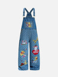 DAXUEN Wide-leg denim overalls with cartoon embroidery