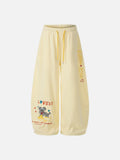 DAXUEN Striped wide leg lounge pants with cartoon embroidery