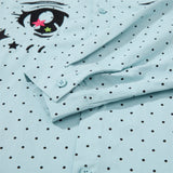 DAXUEN light blue polka dot shirt with cartoon eye graphics