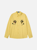 DAXUEN light blue polka dot shirt with cartoon eye graphics