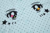 DAXUEN light blue polka dot shirt with cartoon eye graphics