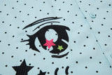 DAXUEN light blue polka dot shirt with cartoon eye graphics