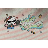 DAXUEN light pinkish-beige oversized cartoon graffiti cat graphic tee