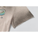 DAXUEN light pinkish-beige oversized cartoon graffiti cat graphic tee