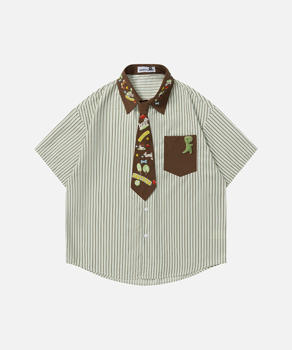 DAXUEN Short-sleeved button-up shirt with cartoon graphics