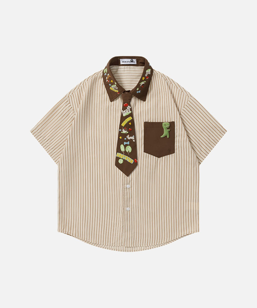 DAXUEN Short-sleeved button-up shirt with cartoon graphics