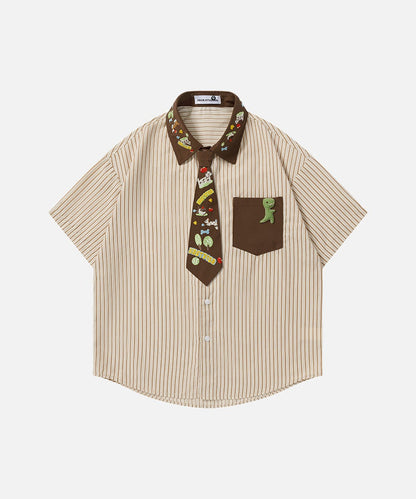 DAXUEN Short-sleeved button-up shirt with cartoon graphics