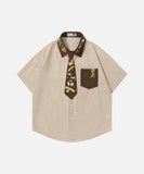 DAXUEN Short-sleeved button-up shirt with cartoon graphics