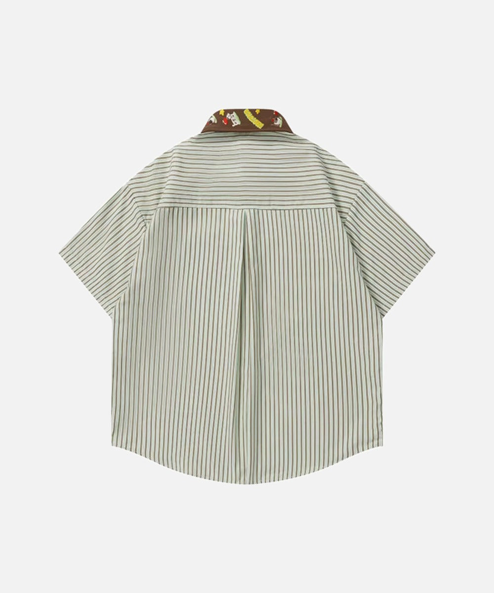 DAXUEN Short-sleeved button-up shirt with cartoon graphics