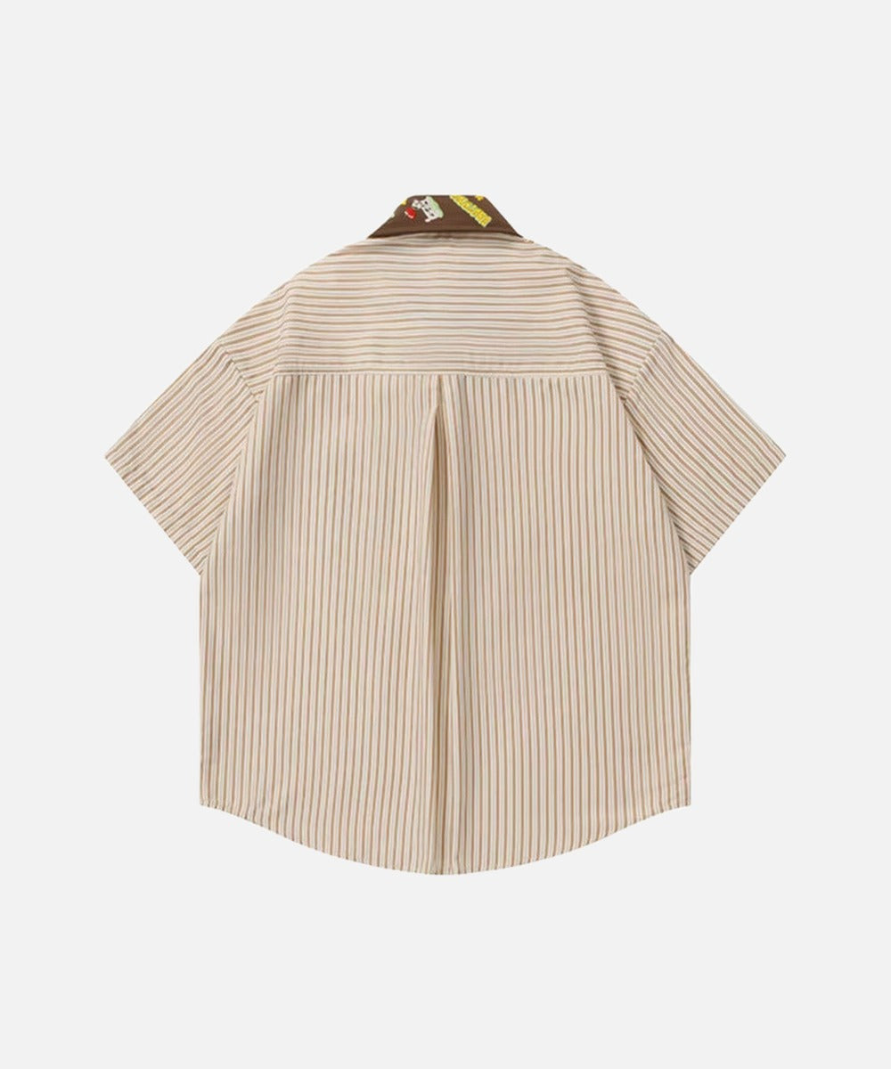 DAXUEN Short-sleeved button-up shirt with cartoon graphics