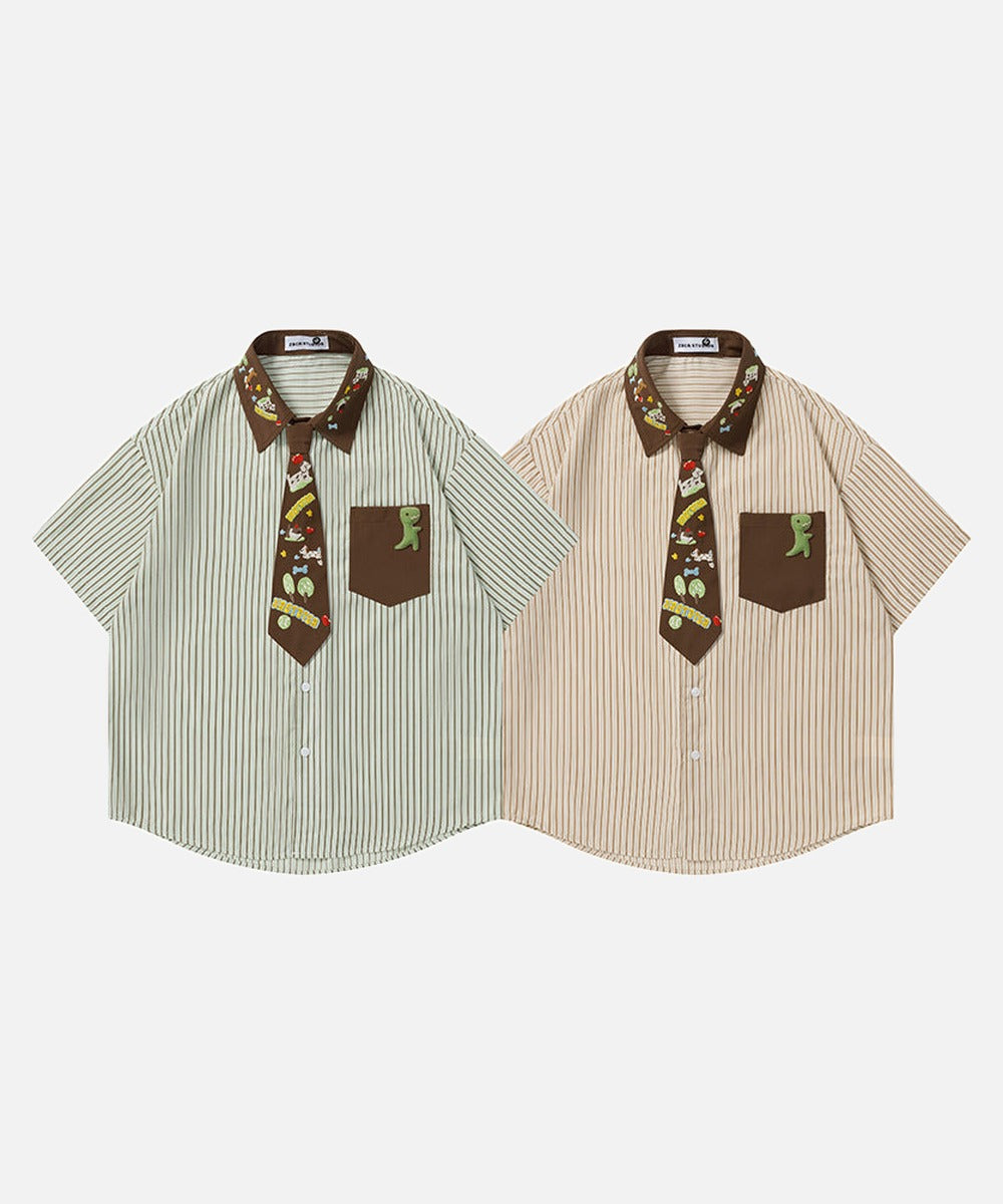 DAXUEN Short-sleeved button-up shirt with cartoon graphics