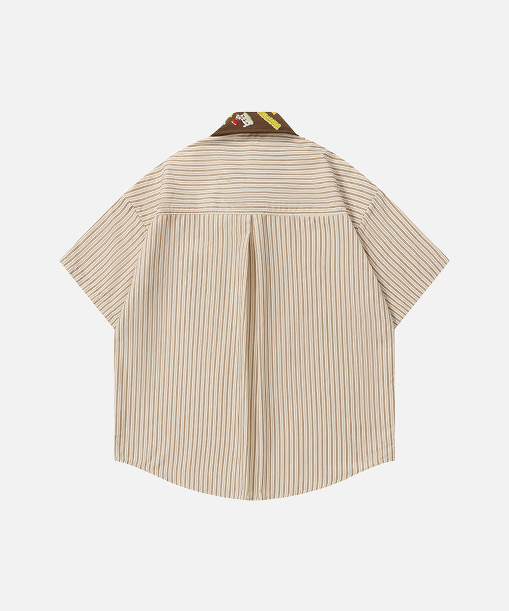 DAXUEN Short-sleeved button-up shirt with cartoon graphics