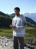 DAXUEN Hooded sweater with cartoon graphics and contrasting sleeves — model photo