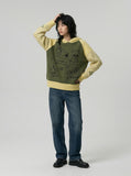 DAXUEN Hooded sweater with cartoon graphics and contrasting sleeves — model photo