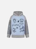 DAXUEN Hooded sweater with cartoon graphics and contrasting sleeves