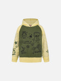 DAXUEN Hooded sweater with cartoon graphics and contrasting sleeves