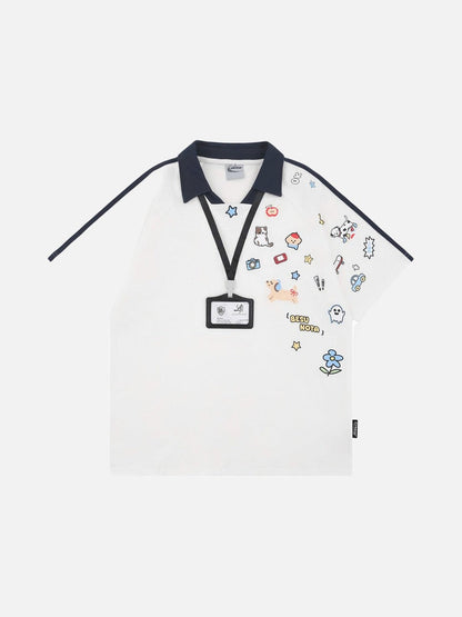 DAXUEN Cartoon printed short-sleeved polo shirt