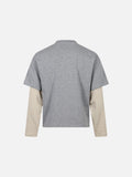 DAXUEN grey cartoon guitarist layered long-sleeve top