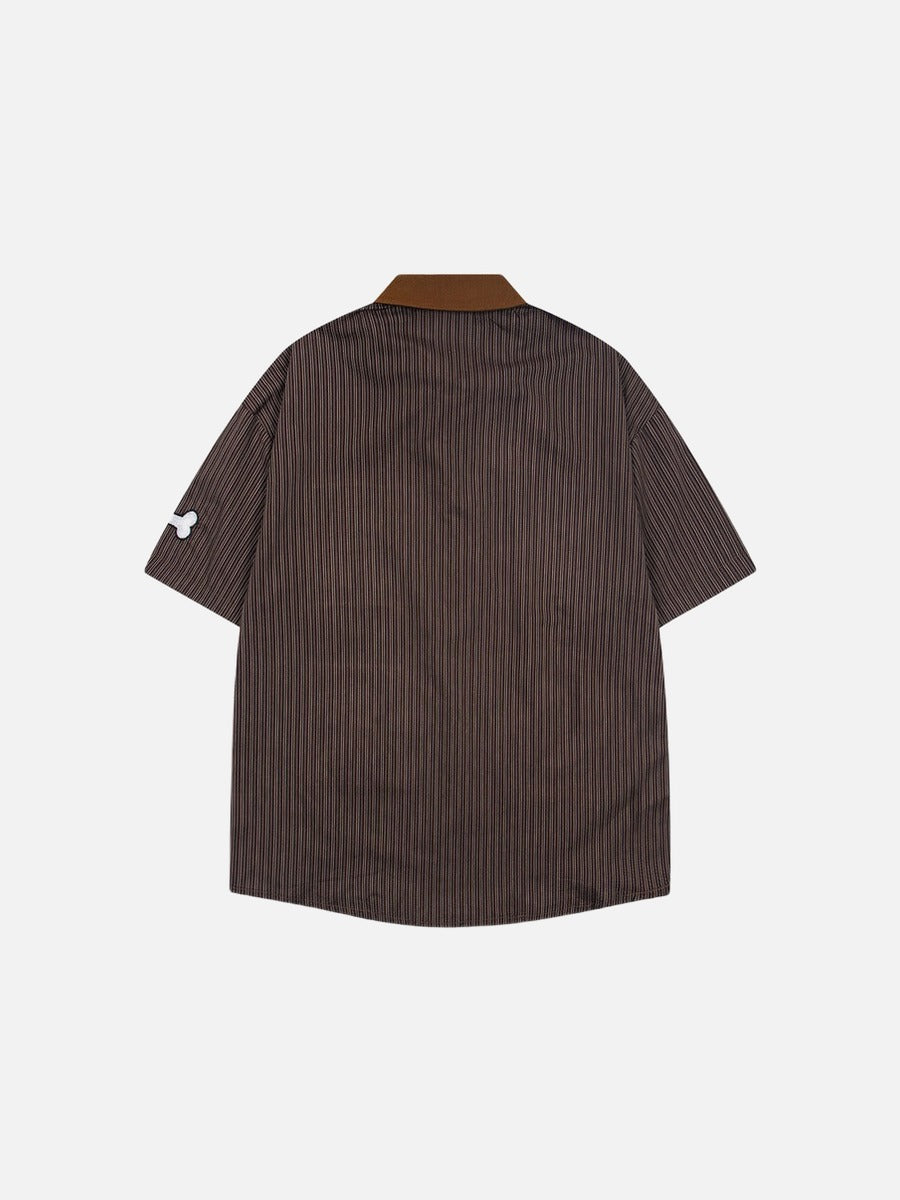 DAXUEN Short-sleeve striped shirt with cartoon patches