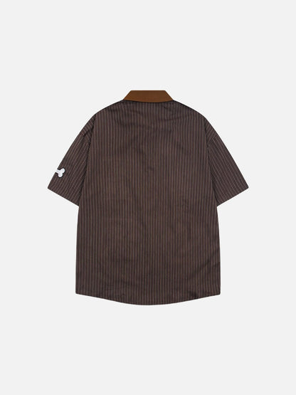 DAXUEN Short-sleeve striped shirt with cartoon patches