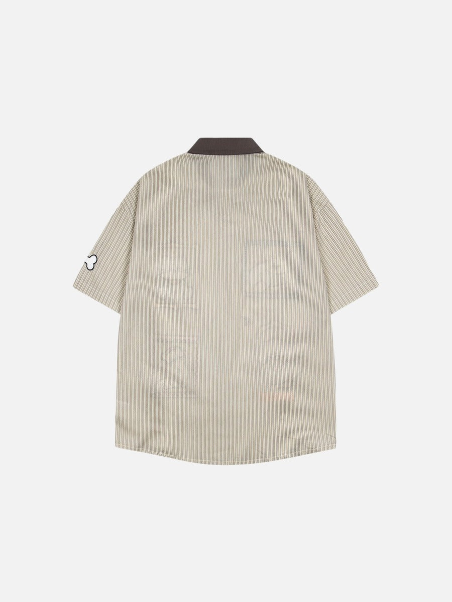 DAXUEN Short-sleeve striped shirt with cartoon patches