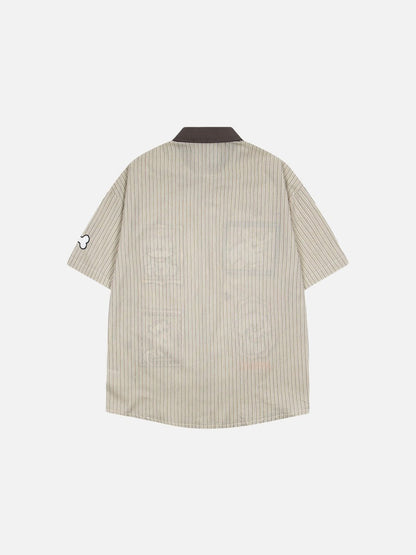 DAXUEN Short-sleeve striped shirt with cartoon patches