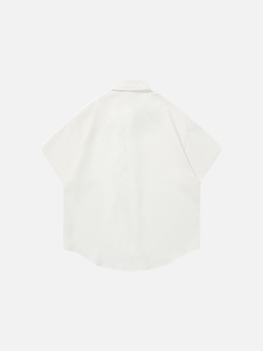 DAXUEN Short-sleeved button-up shirt with cartoon dog graphic