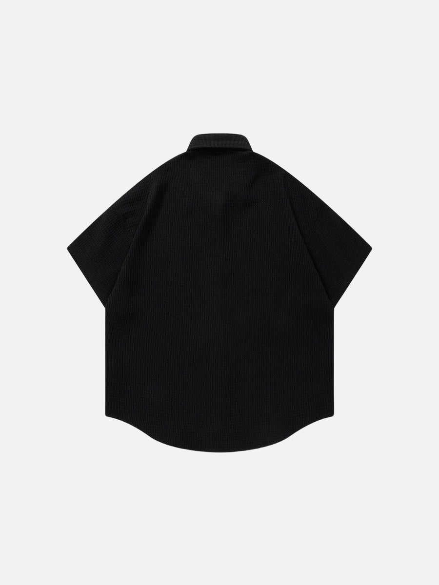 DAXUEN Short-sleeved button-up shirt with cartoon dog graphic