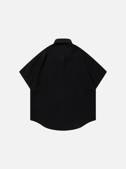 DAXUEN Short-sleeved button-up shirt with cartoon dog graphic