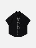 DAXUEN Short-sleeved button-up shirt with cartoon dog graphic