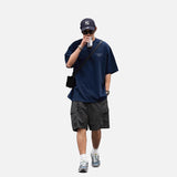 DAXUEN heather grey oversized cartoon surfboard graphic tee