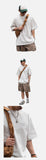 DAXUEN heather grey oversized cartoon surfboard graphic tee