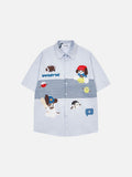 DAXUEN Oversized button-up shirt with cartoon embroidery