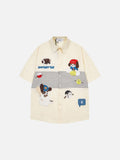 DAXUEN Oversized button-up shirt with cartoon embroidery