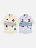 DAXUEN Oversized button-up shirt with cartoon embroidery