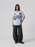 DAXUEN Cartoon Vibe Oversized Button-Up Shirt | DAXUEN — model photo