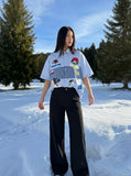 DAXUEN Cartoon Vibe Oversized Button-Up Shirt | DAXUEN — model photo