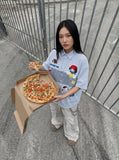 DAXUEN Cartoon Vibe Oversized Button-Up Shirt | DAXUEN — model photo