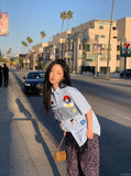DAXUEN Cartoon Vibe Oversized Button-Up Shirt | DAXUEN — model photo